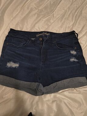 Universal Thread Dark Indigo Distressed Rolled Cuff Jean Shorts